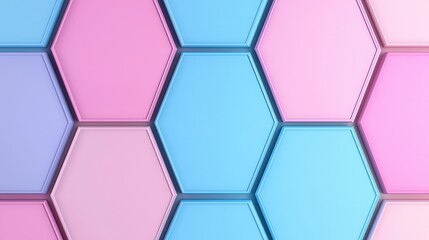 Colorful Hexagon Pattern in Shades of Pink and Blue for Background Design