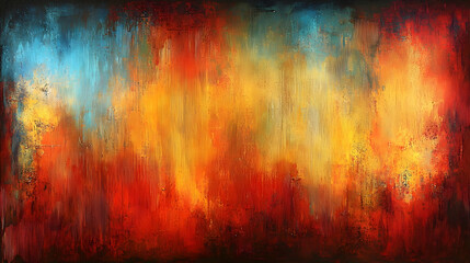 Fototapeta premium Abstract fiery sunset landscape painting, textured canvas, vibrant colors, digital art, website banner