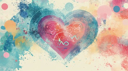 112.An artistic representation of a heart surrounded by diverse gender symbols, connected by fluid lines in pastel tones, symbolizing love and inclusivity.