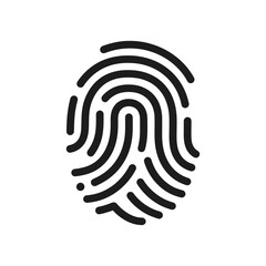 Fingerprint icon vector in black color with white background, human fingerprint.