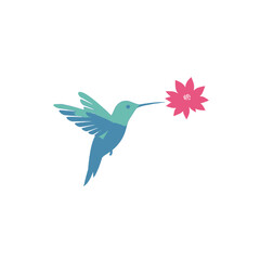 Obraz premium Hummingbird Near Pink Flower