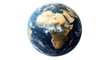 Earth Rotates Showing Africa, Europe, and Asia Continents, Isolated on White Background