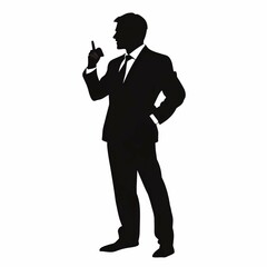 Fototapeta premium Silhouette of a business professional on white background.