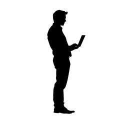 Silhouette of a business professional on white background.
