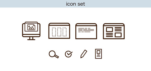  ビジネス・マーケティング分析アイコンセット（検索・データ分析・レポート）