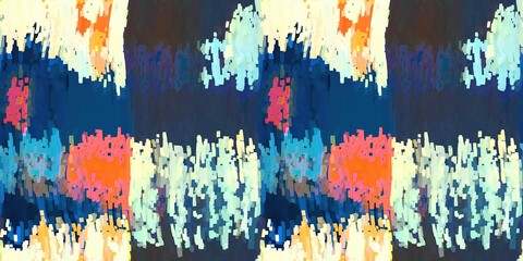 Fototapeta premium Flecked abstract space dyed seamless border pattern. Fun painterly edge ribbon texture background. Vivid mottled ombre home decor trim design.