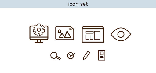  ビジネス・マーケティング分析アイコンセット（検索・データ分析・レポート）