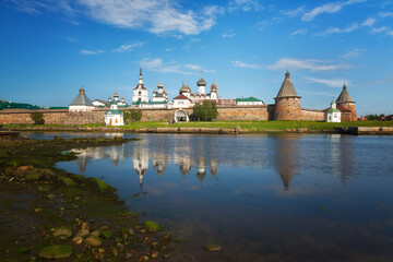 View of Solovetsky monastery in summer day. Russia