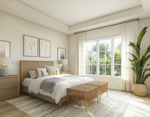 Bright and Serene Bedroom with Natural Light and Minimalist Design Decor