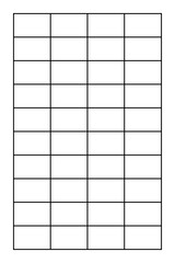 Minimalist Blank Grid Table with Black Lines on White Background for Organization and Planning. 4 x 10