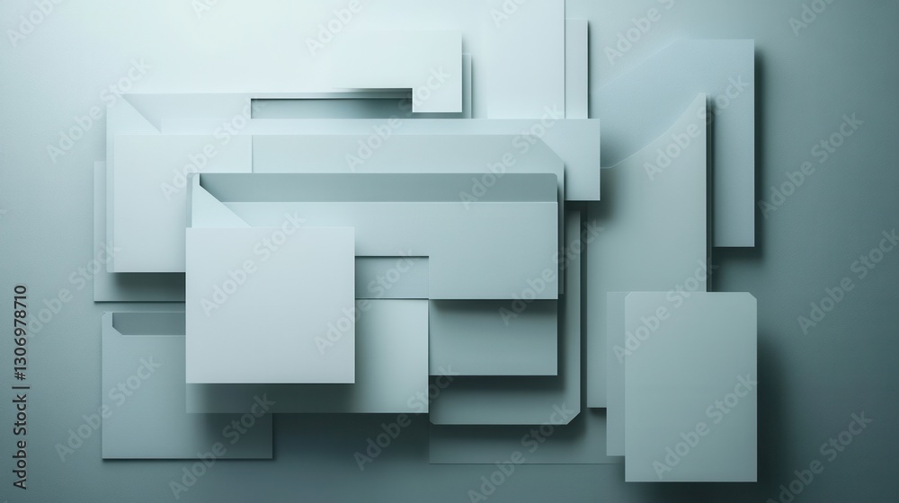 Aufkleber professional paper art background with geometric shapes reflecting organization and calmness in an o