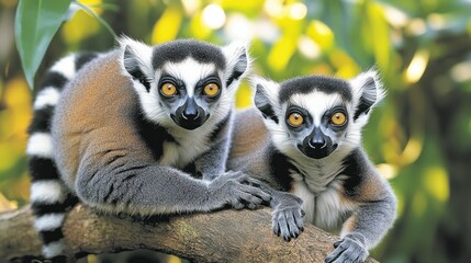 Obraz premium Adorable Ring-tailed Lemurs in their Natural Habitat