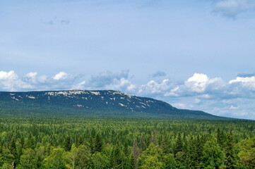 Summer landscape, mountain landscape view of the Zyuratkul Ridge in Southern Urals, Russia