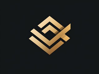 Obraz premium Gold logo, checkmark, square design
