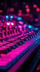 Fototapeta premium Neon DJ Keyboard at Nightclub