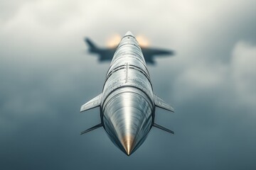 Jetliner glides forward, its silver nose slicing through air. Sleek, aerodynamic form tilts slightly right, inviting curiosity and adventure with every detail