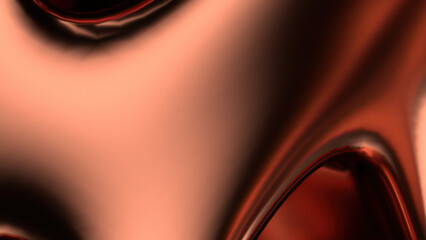 Luxury abstract background drawn with organic delicate curves of copper metal
