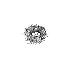 Bird Nest with Eggs Illustration