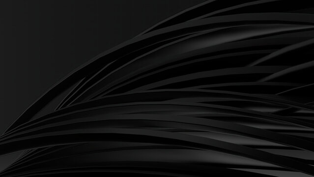 Modern artistic curve abstract background with black matte texture