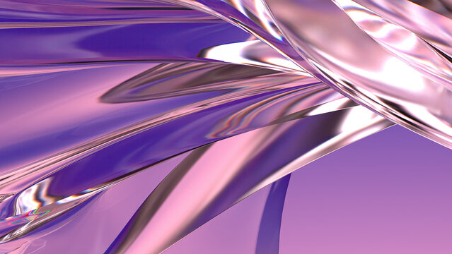 Luxury glamor abstract background of purple and pink glass psychedelic curves