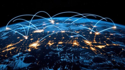 Global Network Connections, Earth at Night