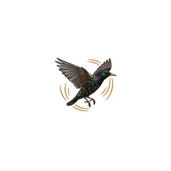 Fototapeta premium Flying Starling Illustration