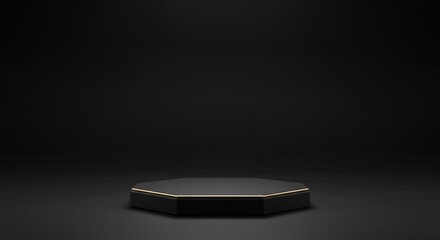 Dark Octagonal Platform Dramatic Low Light. AI Generated