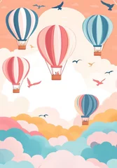 Printed roller blinds Colorful hot air balloons soar through pastel cloudscape