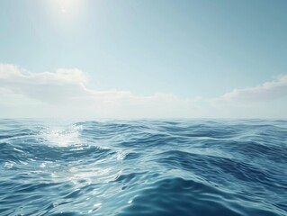 Obraz premium Serene oceanic expanse under a gentle sky, embodying tranquility