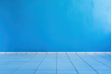 A Blue Wall With Tiled Floor Perspective