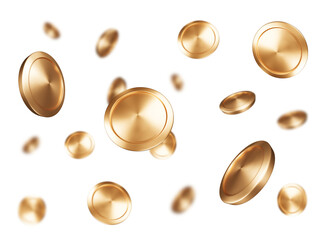 Copper Money Coin Spread Out from the Center in 3D Perspective Realistic Render for Decorating Finance Investment concept Crypto Token Advertising Banner Brochure isolate Transparent PNG background