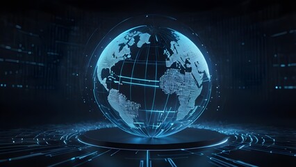 Glowing Tech  Inspired Globe Representing Big Data