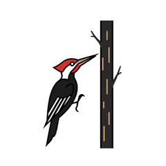 Obraz premium Geometric Woodpecker Minimal Logo Design