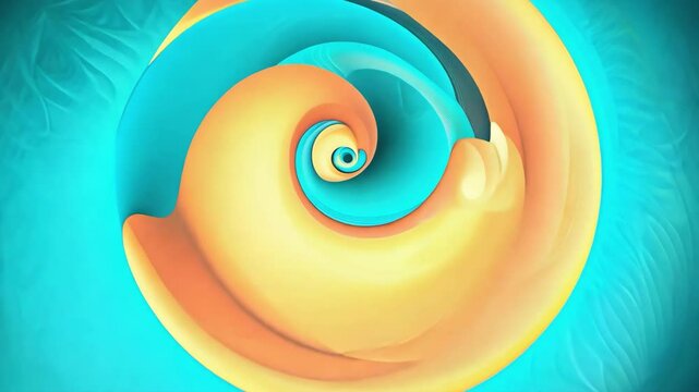 A spiral shape with a blue and orange swirl. The spiral is surrounded by a dark background. The spiral is a representation of a wave or a vortex