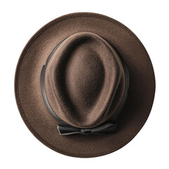Stylish brown fedora hat studio fashion accessories minimalist top view elegance and style