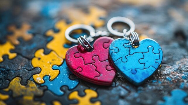 Interlocking Hearts, A Symbol of Connection and Compatibility Puzzle Piece