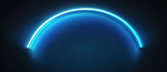 Abstract glowing blue neon arc on dark background Concept of modern technology, futuristic design, and vibrant light