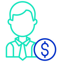 Male Dollar outline dual color icon