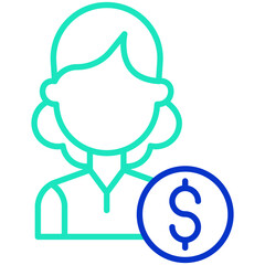 Women Dollar outline dual color icon
