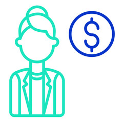 Women nvestor outline dual color icon
