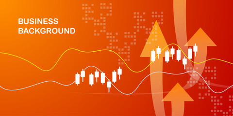 Modern orange creative economy investment report chart arrow up illustration background	

