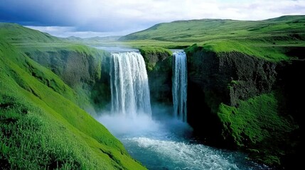 Fototapeta premium Iceland Waterfall Scenic Landscape