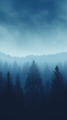 Fototapeta premium Blue wallpaper forest tree fog.