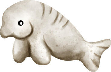 watercolor dugong