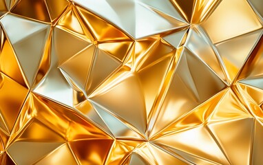Abstract gold and silver geometric low-poly background.