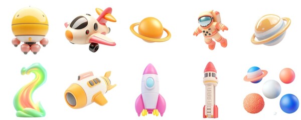 Fototapeta premium Rocket Spaceships Planets Astronauts for Space Exploration