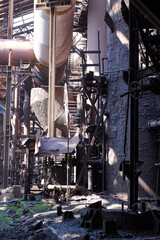 Old destroyed industrial factory, abandoned place.