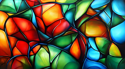 Abstract vibrant color canvas painting, studio shot, colorful background, home decor