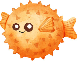watercolor puffer fish © Je