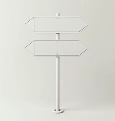 Obraz premium Two White Arrow Signs on a Pole Against a Plain Background